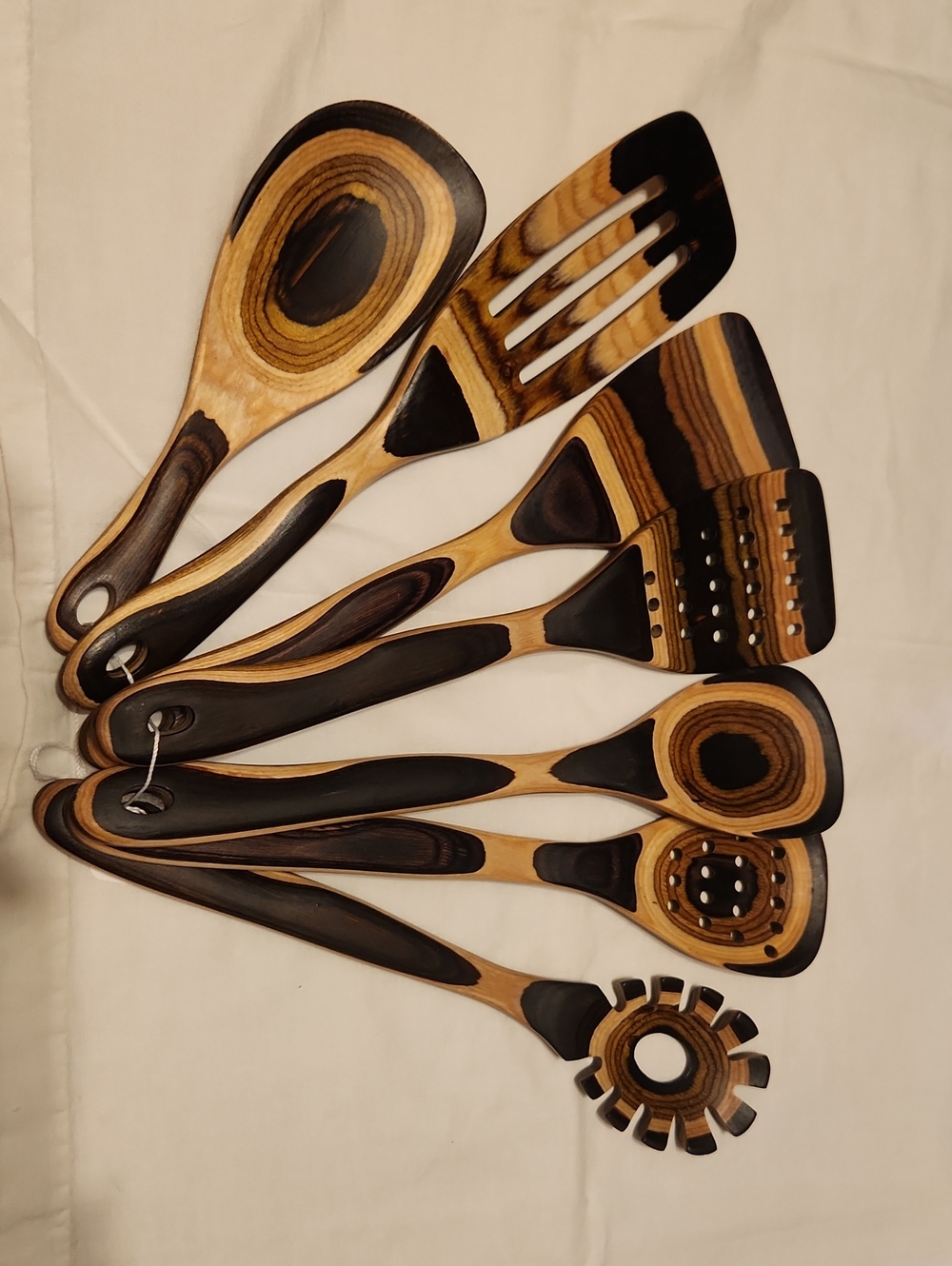 Handcrafted Black and Natural Wood Kitchen Utensil Set by